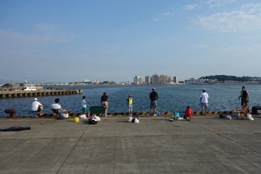 江ノ島湘南大堤防釣り風景