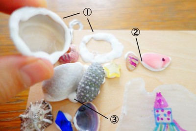【貝殻工作】貝殻＆シーグラスを使った木製キーフック～貝殻接着方法